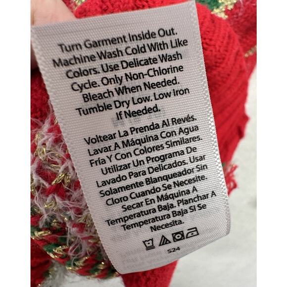 Ugly Christmas Sweater Cardigan Womens M Gnomes Button Down Red Green Button - Picture 7 of 8